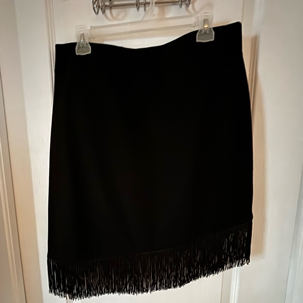 INC International Concepts Black Fringe Mini Skirt